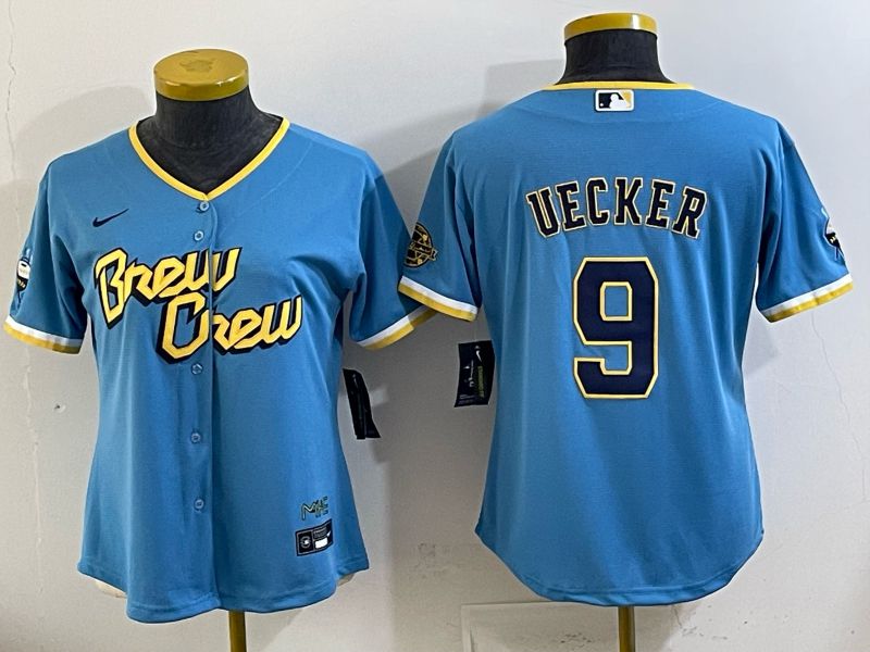 Youth 2025 Milwaukee Brewers #9 Uecker Light blue City Edition Nike MLB Jersey 02->youth mlb jersey->Youth Jersey